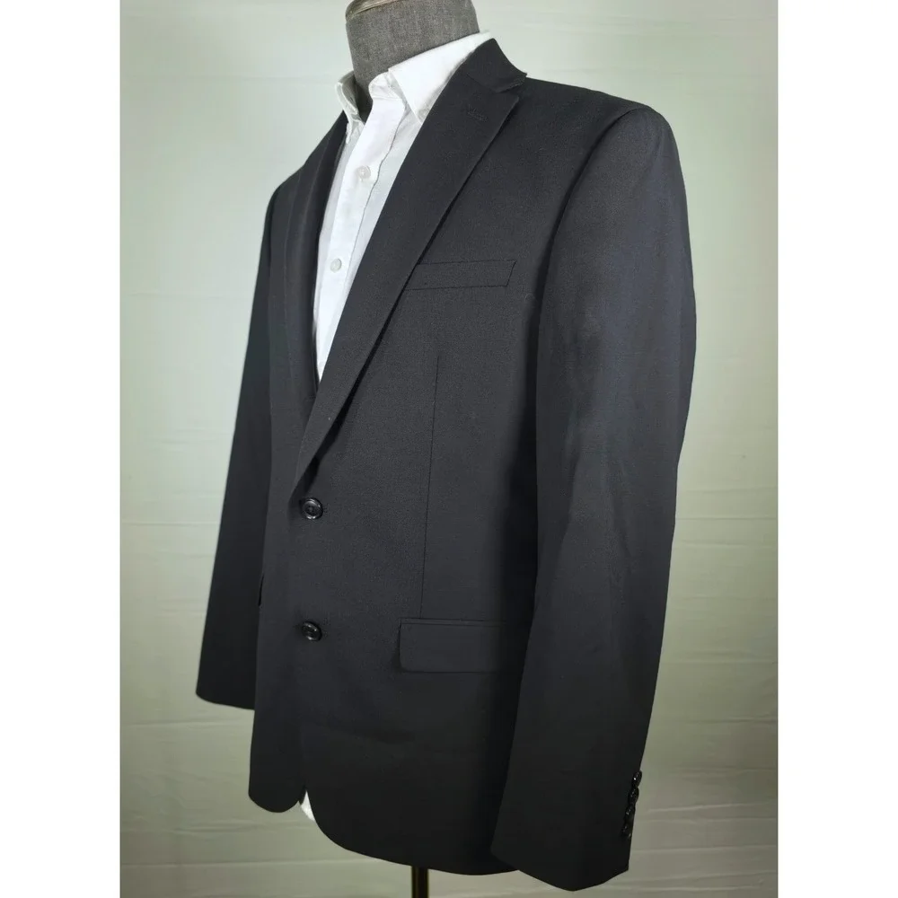 Bar III Mens Sport Coat Black 40R Wool Blend Suit Jacket Blazer Quiet Luxury NWT